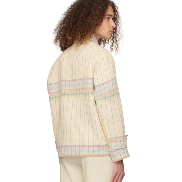 Harago Multicolor Men’s Jacket Handwoven Plaid Button front Waffle Knit Cotton - Picture 11 of 12